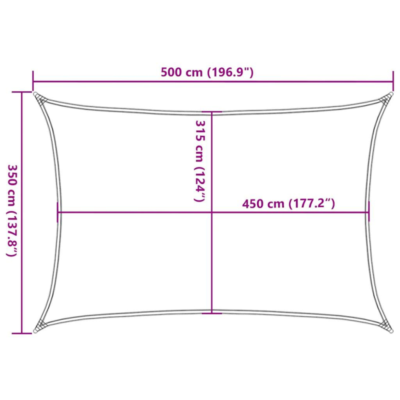 Sonnensegel 160 g/m² Rechteckig Gelb 3,5x5 m HDPE