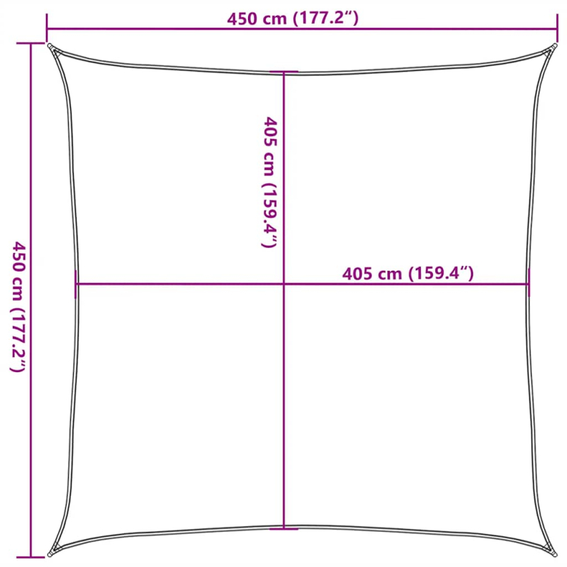 Sonnensegel 160 g/m² Rot 4,5x4,5 m HDPE