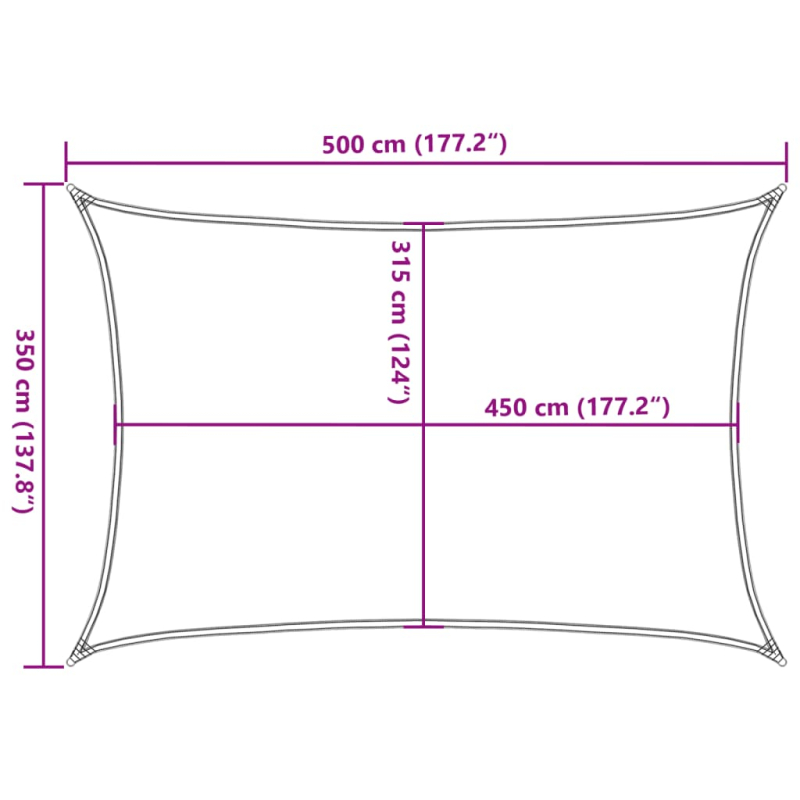 Sonnensegel 160 g/m² Rot 3,5x5 m HDPE
