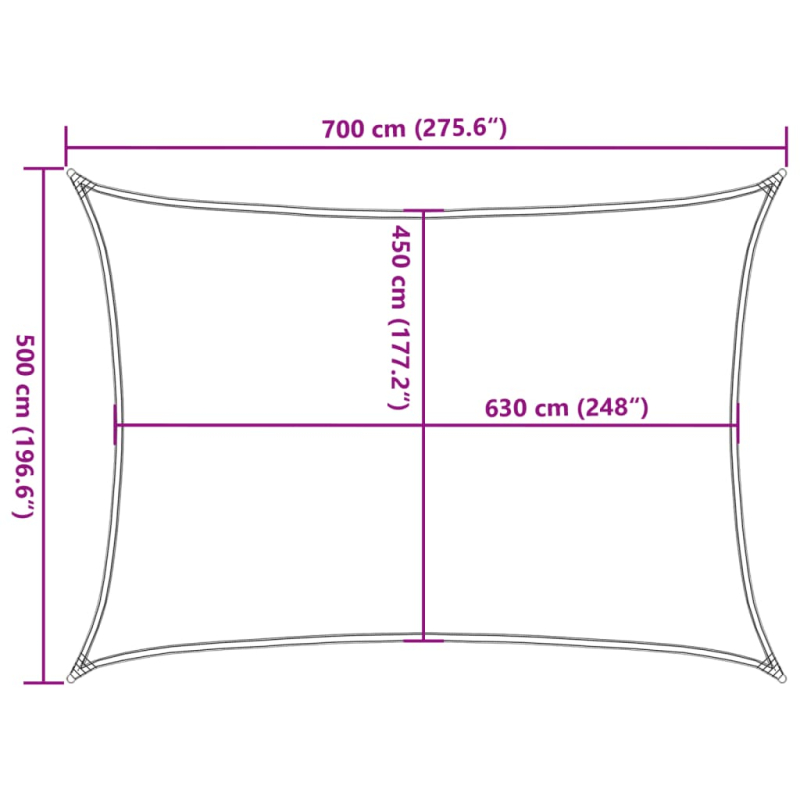 Sonnensegel 160 g/m² Rot 5x7 m HDPE