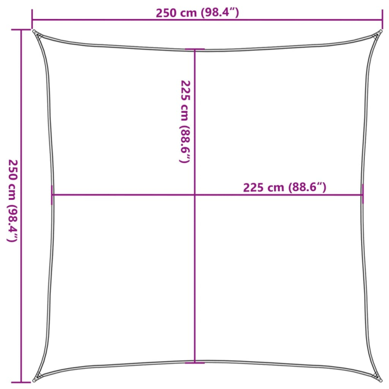 Sonnensegel 160 g/m² Orange 2,5x2,5 m HDPE