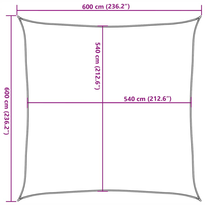 Sonnensegel 160 g/m² Quadratisch Orange 6x6 m HDPE