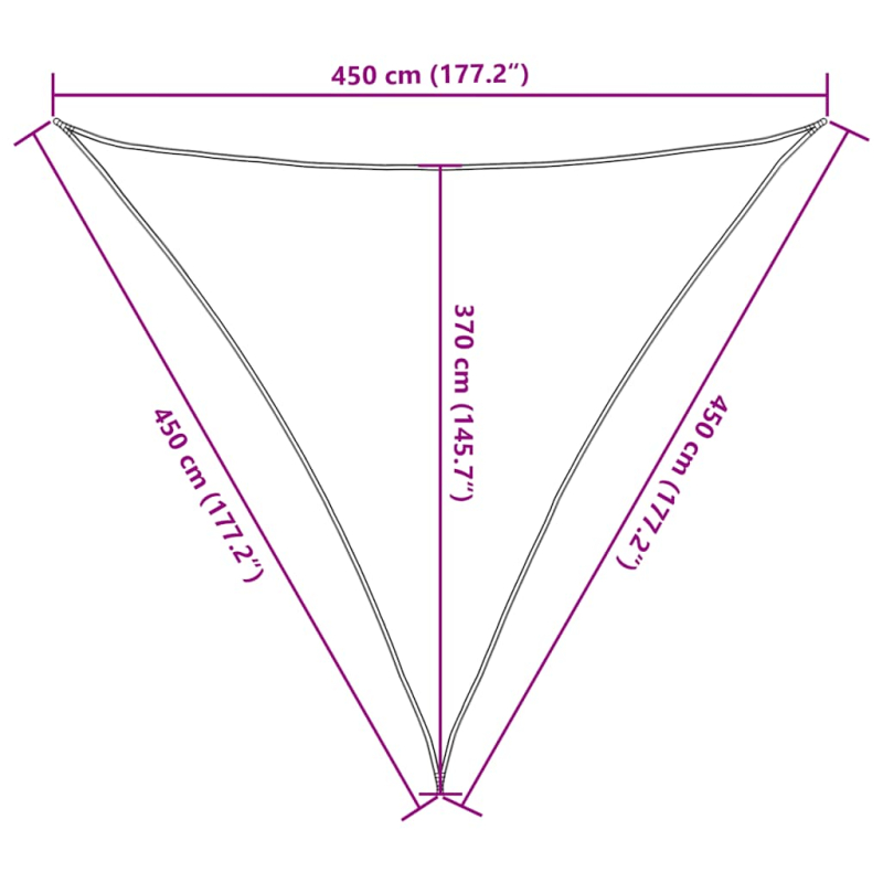 Sonnensegel 160 g/m² Dreieckig Orange 4,5x4,5x4,5 m HDPE