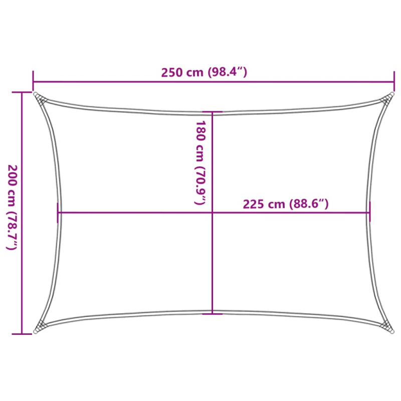 Sonnensegel 160 g/m² Schwarz 2x2,5 m HDPE
