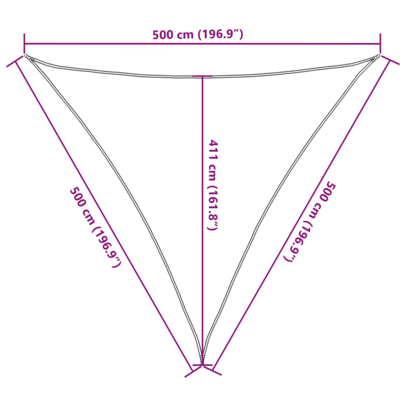 Sonnensegel 160 g/m² Schwarz 5x5x5 m HDPE