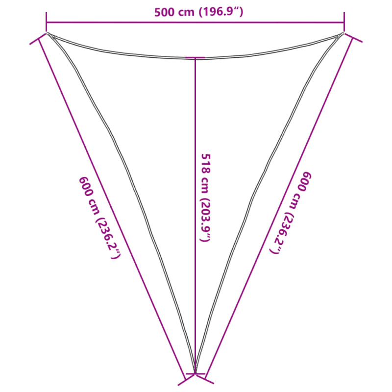 Sonnensegel 160 g/m² Schwarz 5x6x6 m HDPE