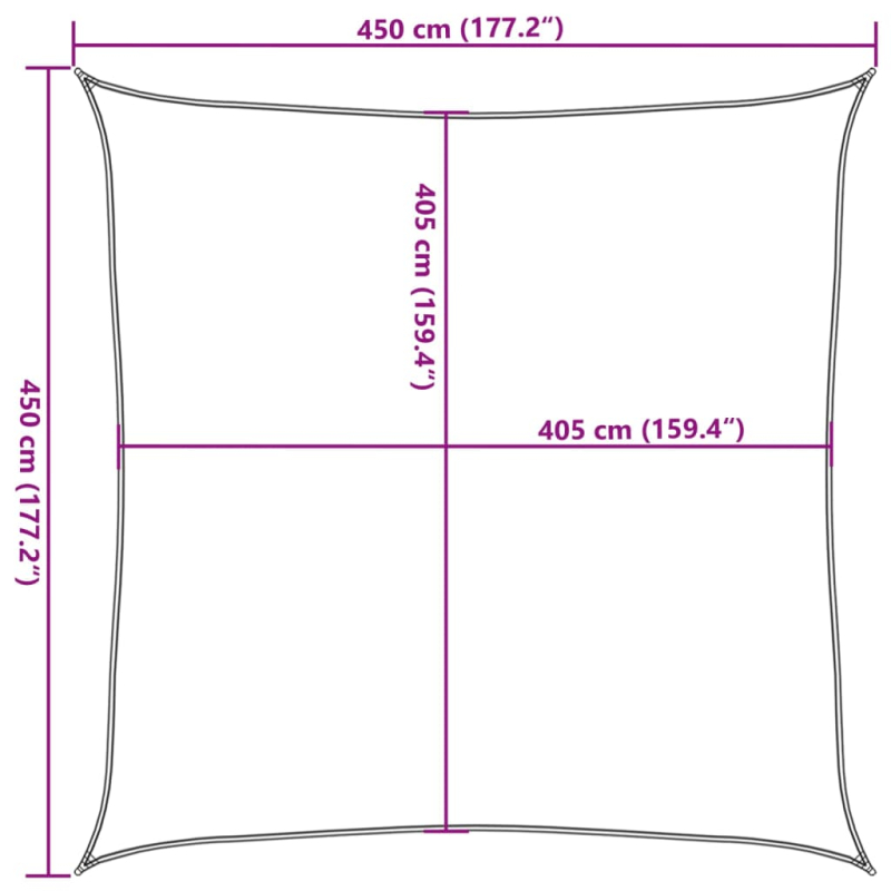 Sonnensegel 160 g/m² Braun 4,5x4,5 m HDPE