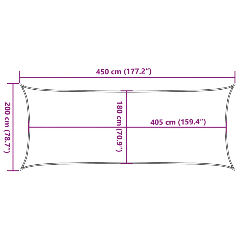 Sonnensegel 160 g/m² Braun 2x4,5 m HDPE