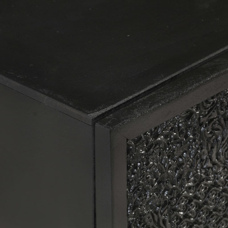 Nachttisch Schwarz 40x30x50 cm Akazie und Mango Massivholz