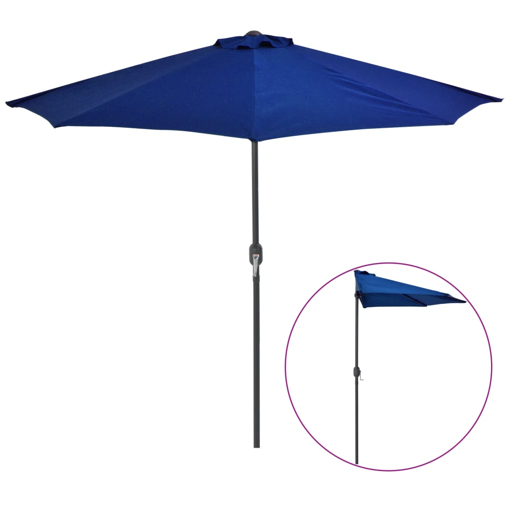 Balkon-Sonnenschirm Alu-Mast Blau 270x144x222cm Halbrund