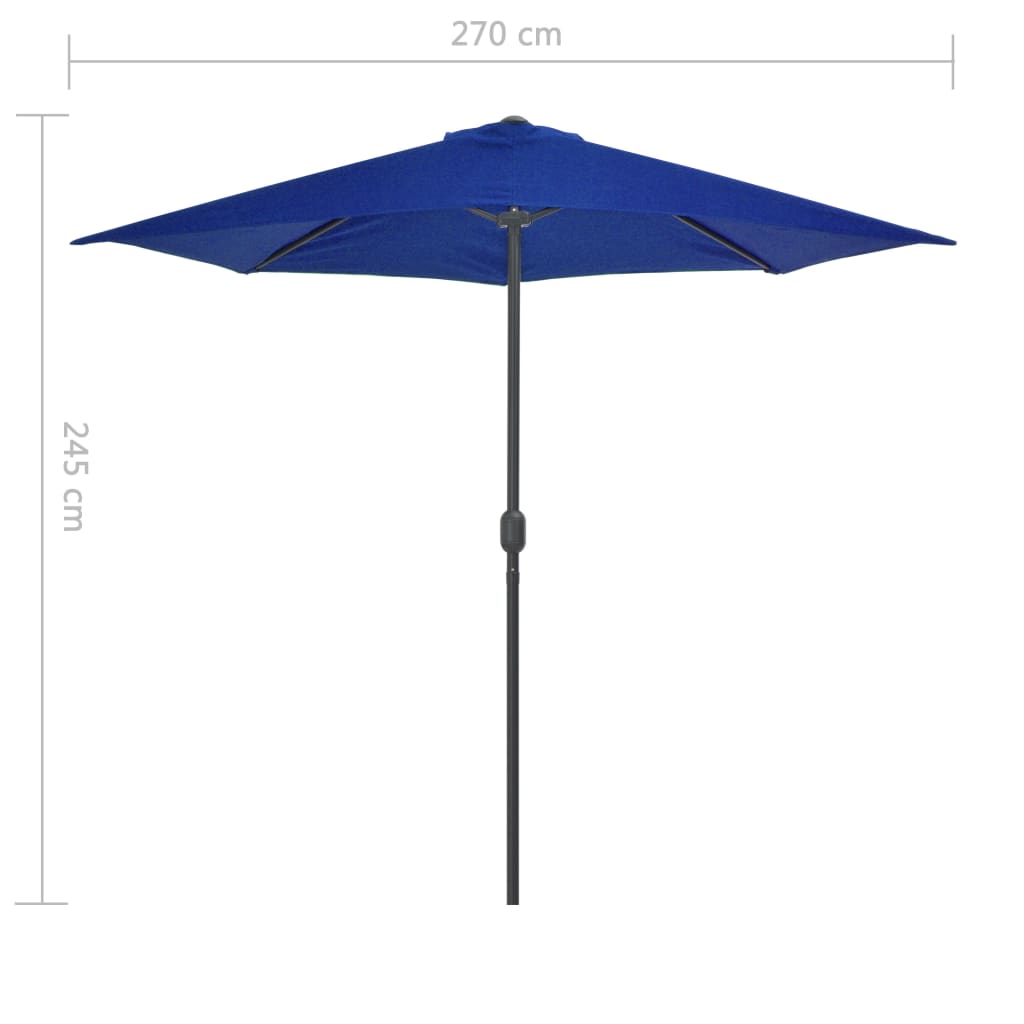 Balkon-Sonnenschirm Alu-Mast Blau 270x144x222cm Halbrund