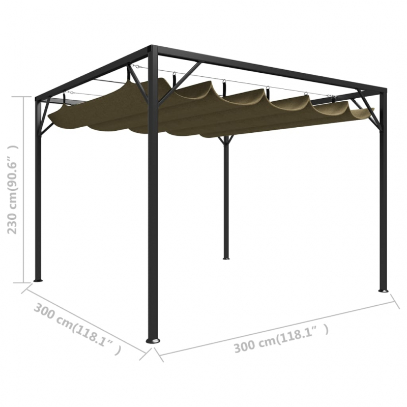 Gartenpavillon mit Ausziehbarem Dach 3x3 m Taupe 180 g/m²