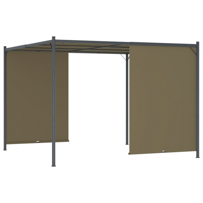 Gartenpergola mit Ausziehbarem Dach 3x3 m Taupe 180 g/m²