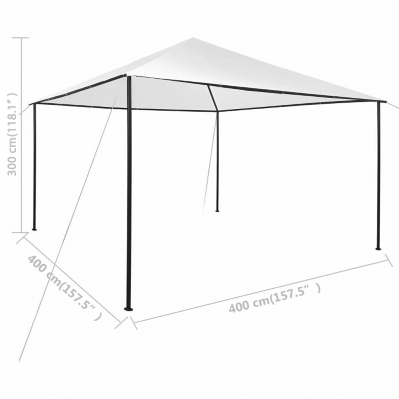 Pavillon 4x4x3 m Weiß 180 g/m²