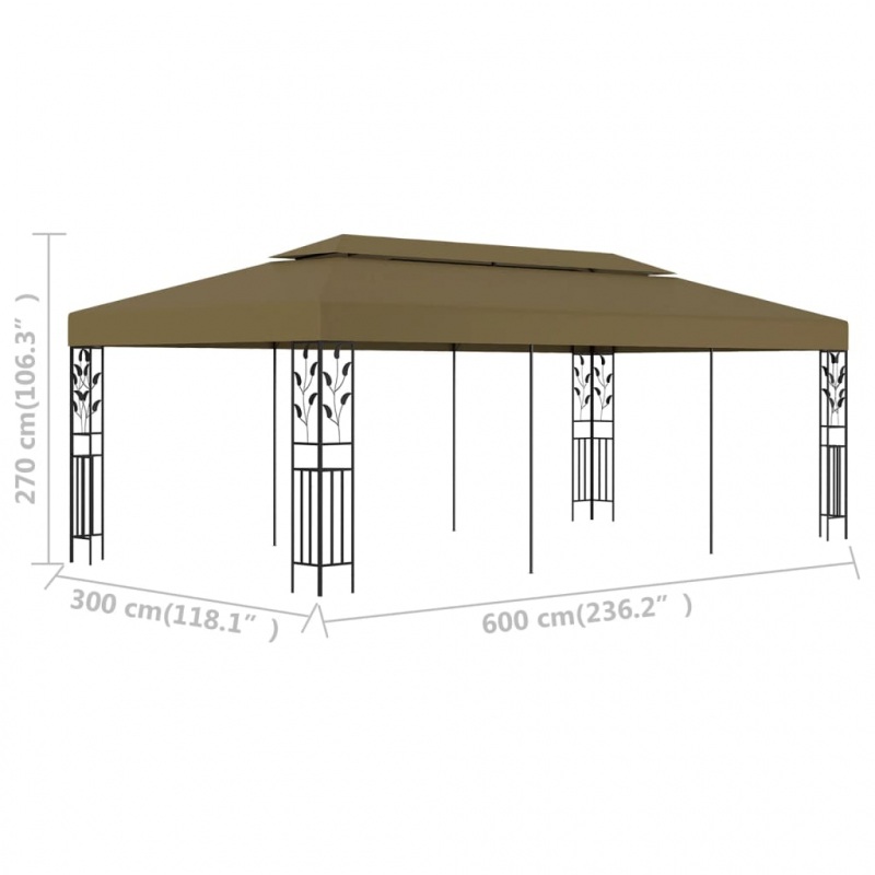 Pavillon 6x3 m Taupe 180 g/m²