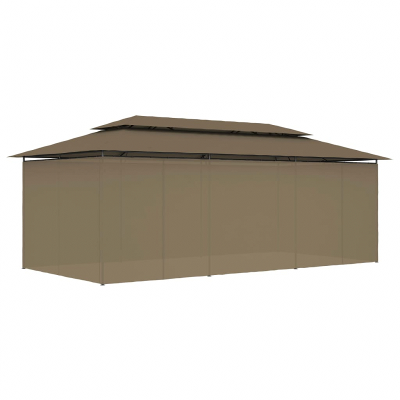 Pavillon mit Vorhängen 600x298x270 cm Taupe 180 g/m²