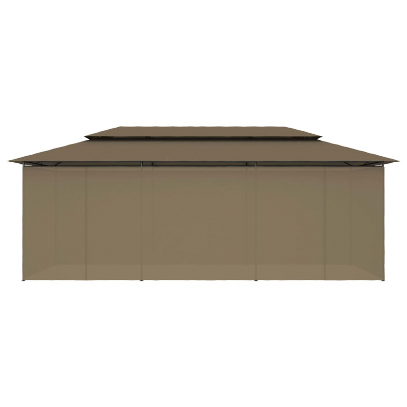 Pavillon mit Vorhängen 600x298x270 cm Taupe 180 g/m²