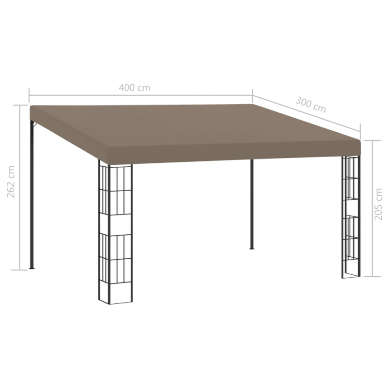 Wand-Pavillon 4x3 m Taupe Stoff