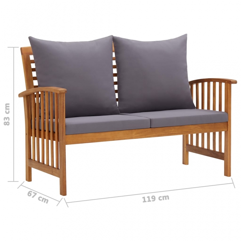 2-tlg. Garten-Lounge-Set mit Kissen Massivholz Akazie