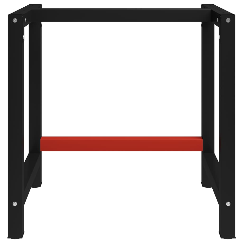 Werkbankgestell Metall 80x57x79 cm Schwarz und Rot