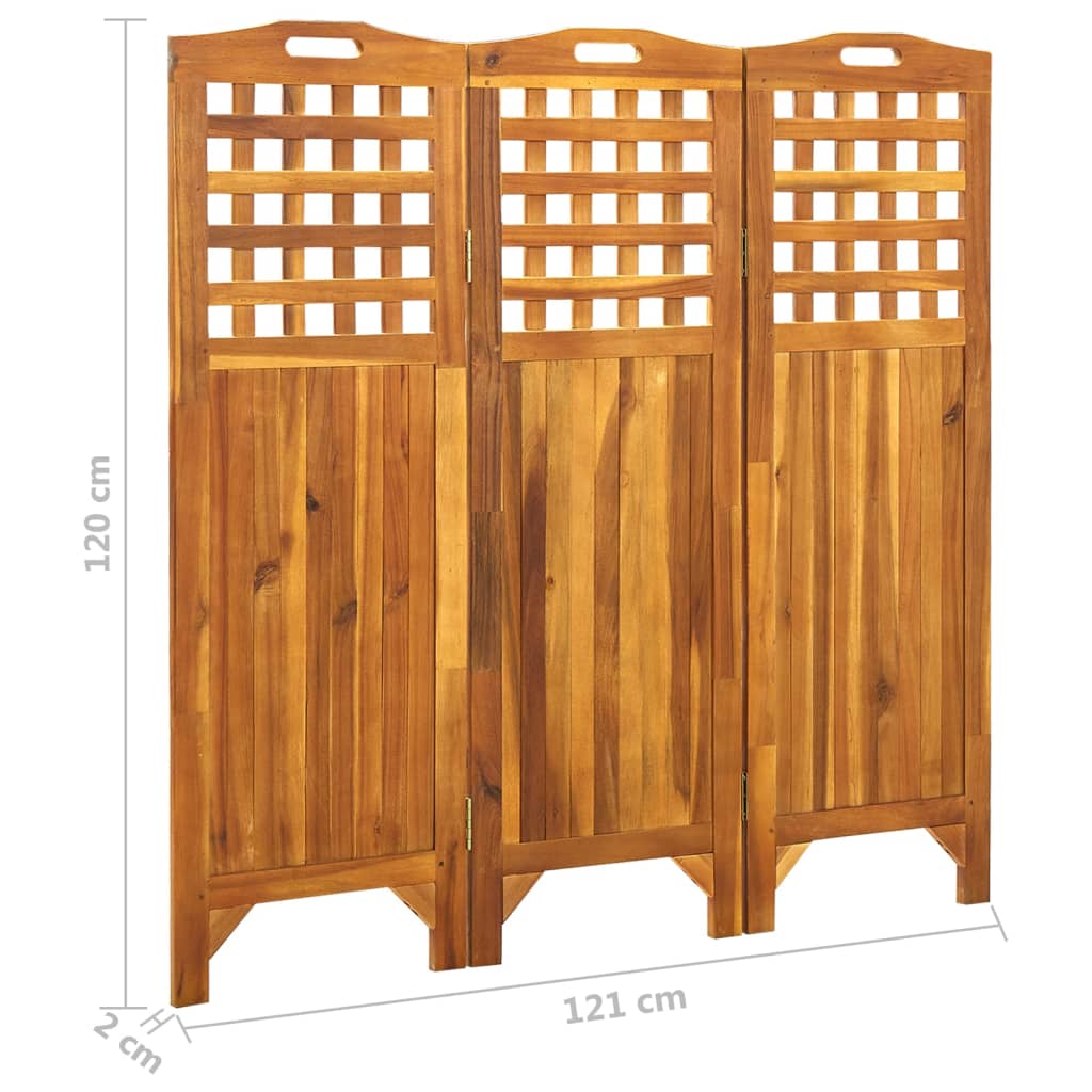 3-teiliger Raumteiler 121x2x120 cm Akazie Massivholz