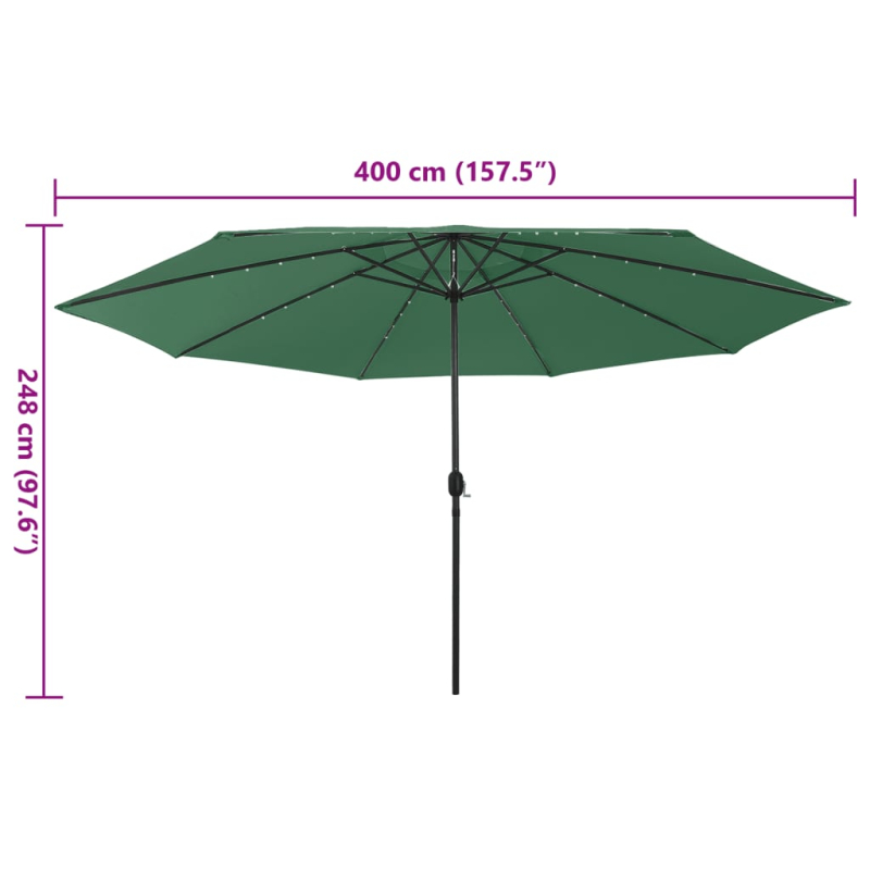Sonnenschirm mit LED-Beleuchtung 400 cm Grün