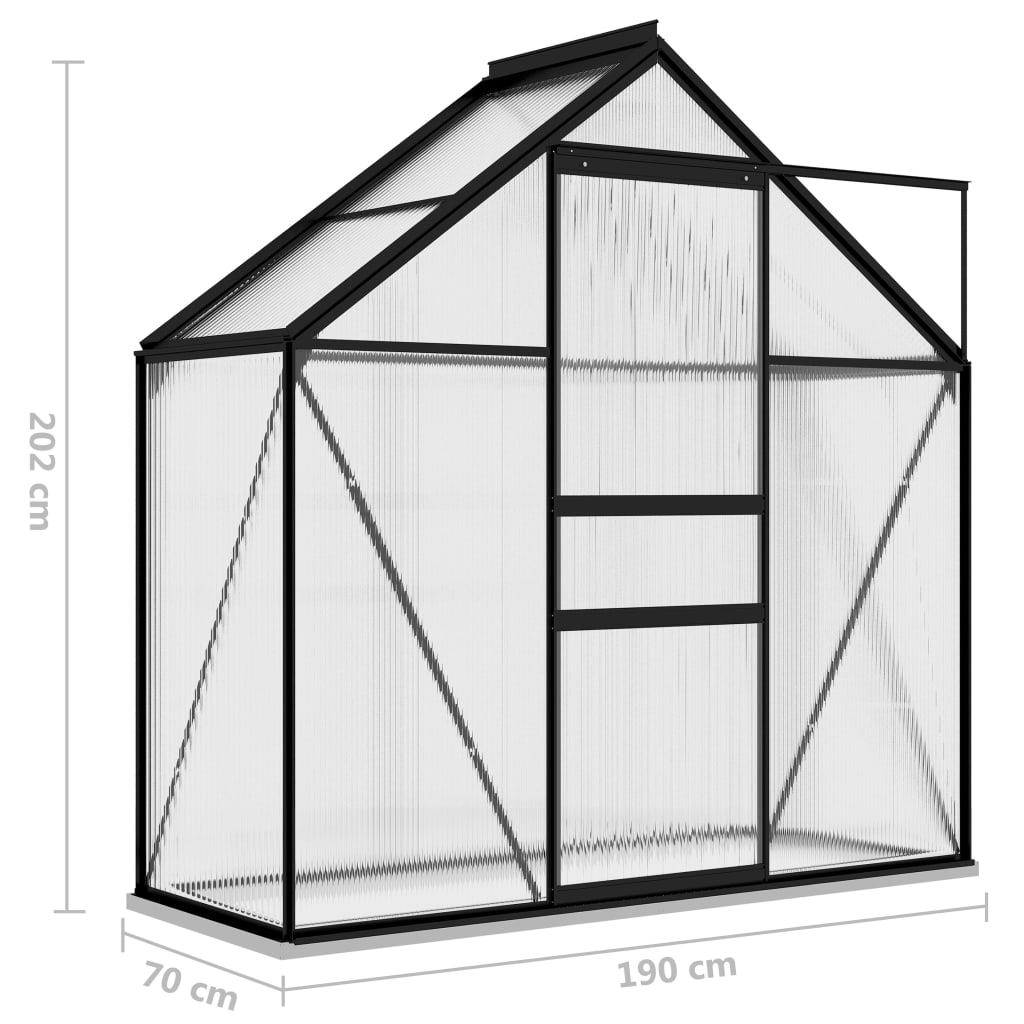 Anlehngewächshaus Anthrazit Aluminium 1,33 m²