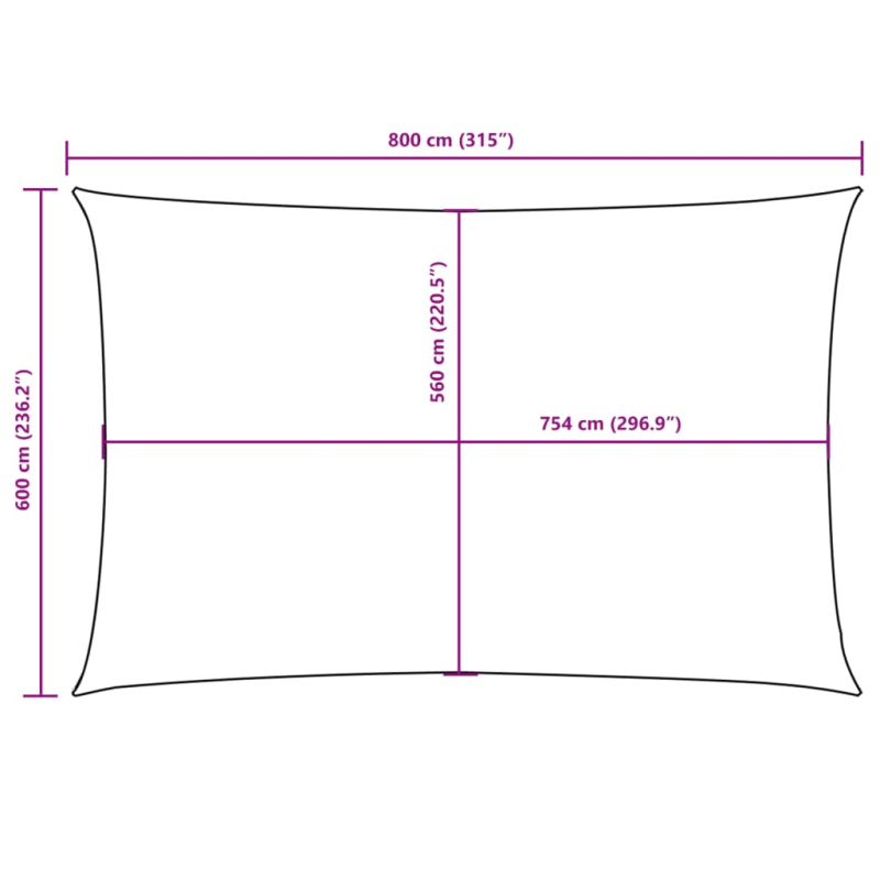 Sonnensegel Oxford-Gewebe Rechteckig 6x8 m Gelb