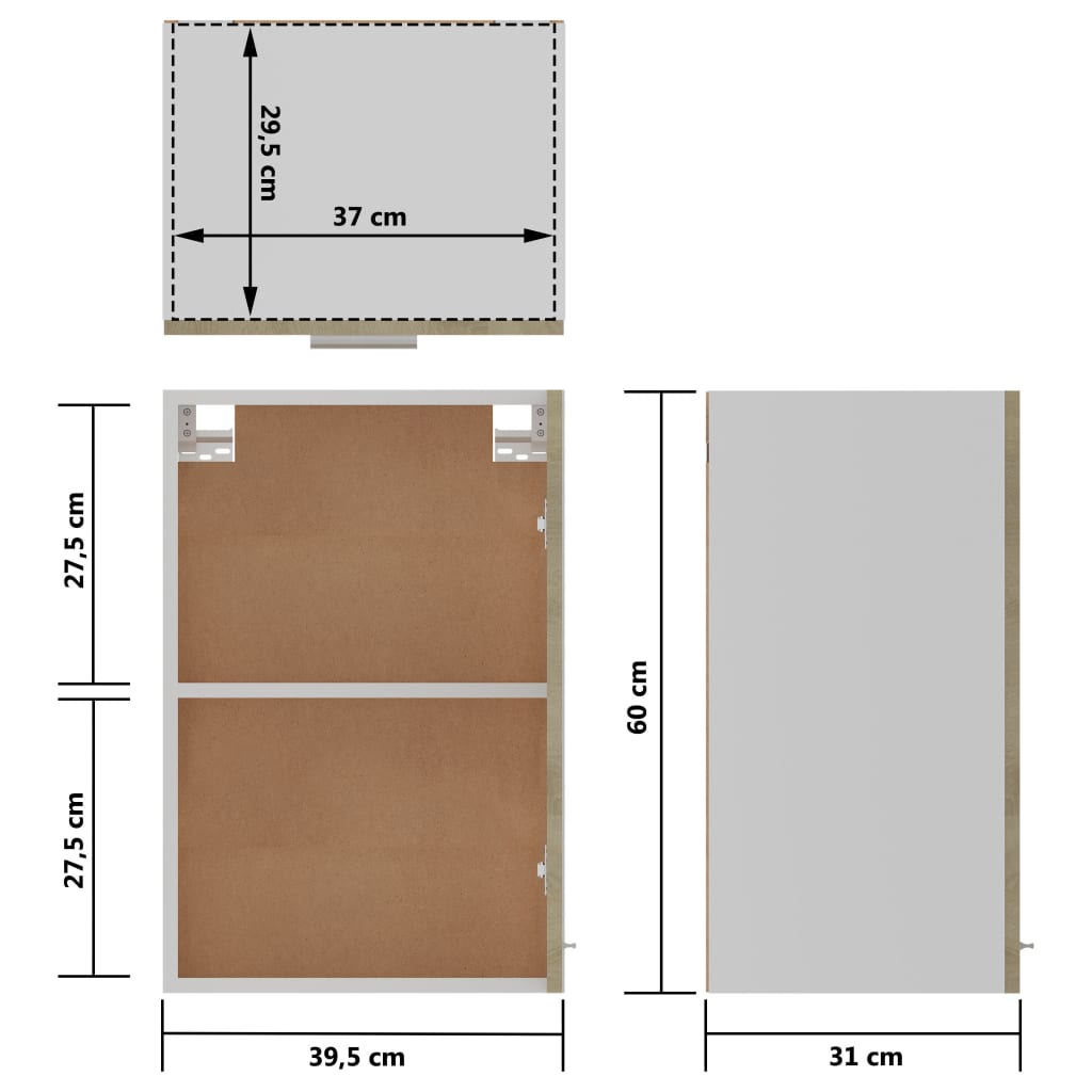 Hängeschrank Sonoma-Eiche 39,5x31x60 cm Holzwerkstoff