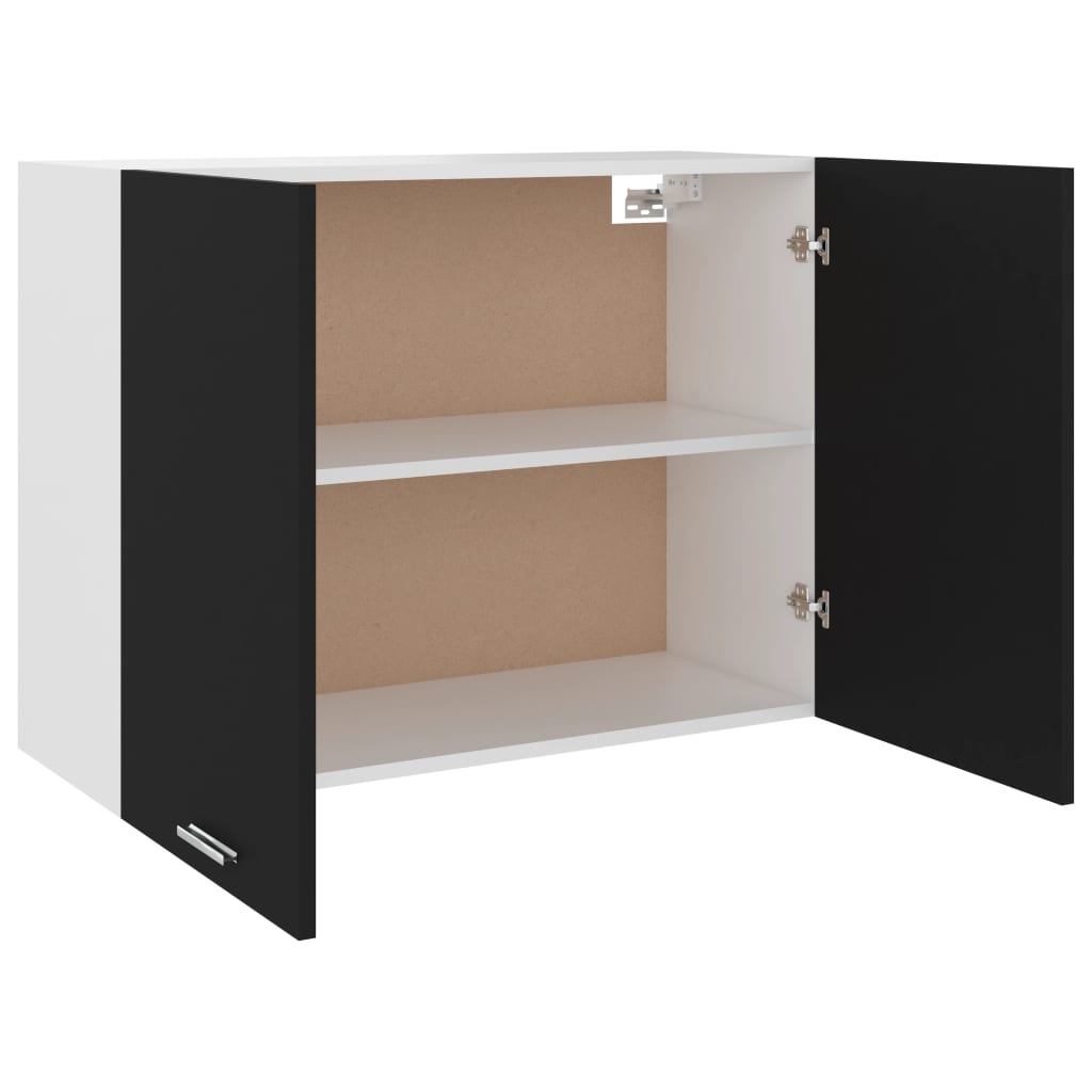 Hängeschrank Schwarz 80x31x60 cm Holzwerkstoff