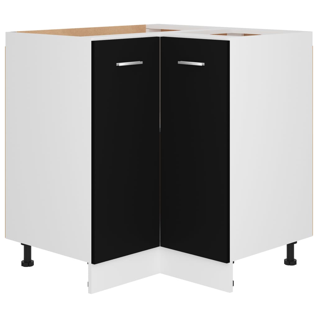 Eckunterschrank Lyon Schwarz 75,5x75,5x81,5 cm Holzwerkstoff