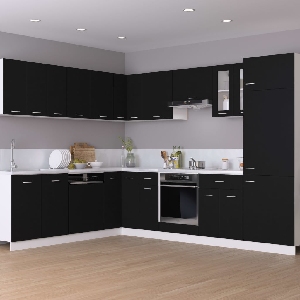 Eckunterschrank Lyon Schwarz 75,5x75,5x81,5 cm Holzwerkstoff