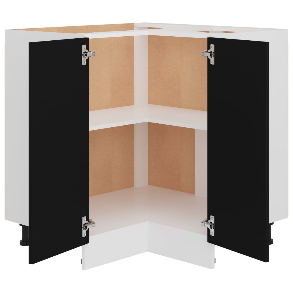 Eckunterschrank Lyon Schwarz 75,5x75,5x81,5 cm Holzwerkstoff