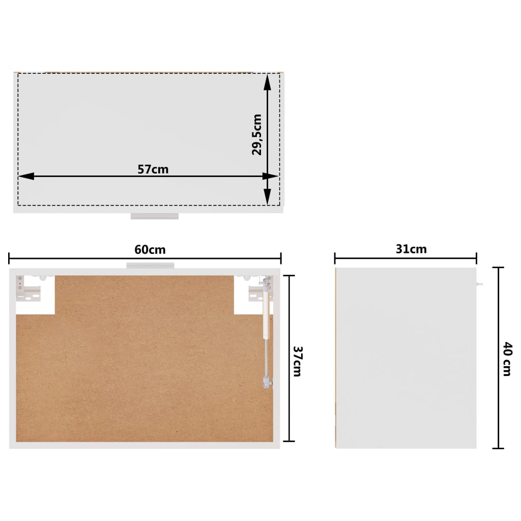 Hängeschrank Lyon Weiß 60x31x40 cm Holzwerkstoff