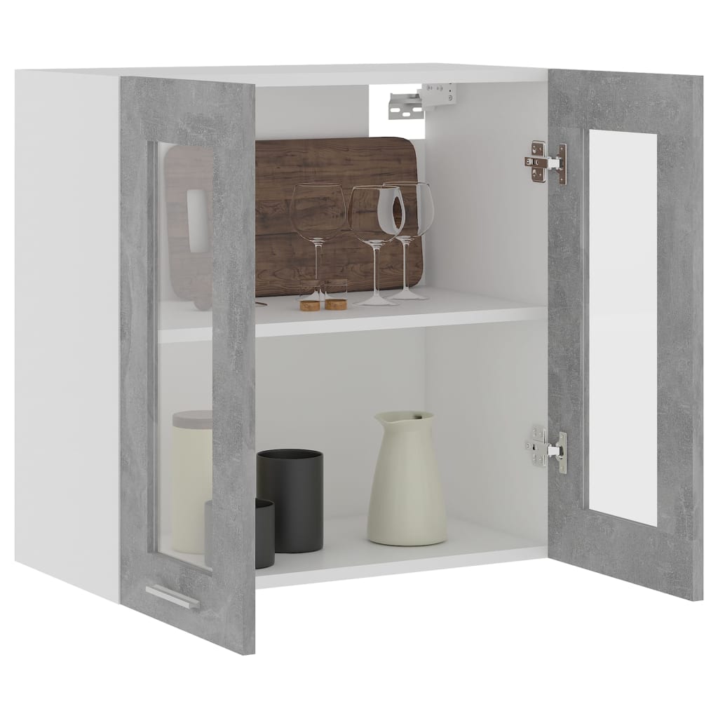 Hängeglasschrank Lyon Betongrau 60x31x60 cm Holzwerkstoff