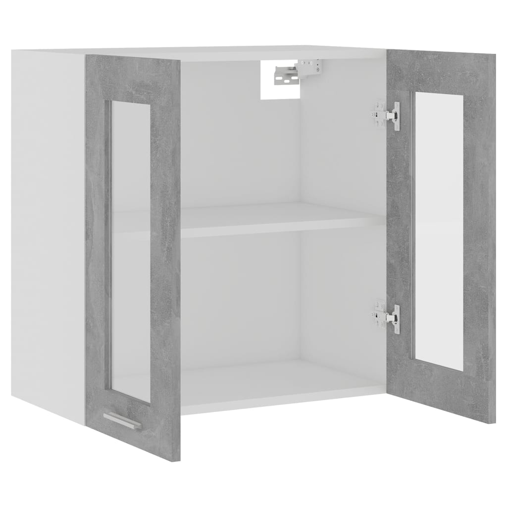 Hängeglasschrank Lyon Betongrau 60x31x60 cm Holzwerkstoff