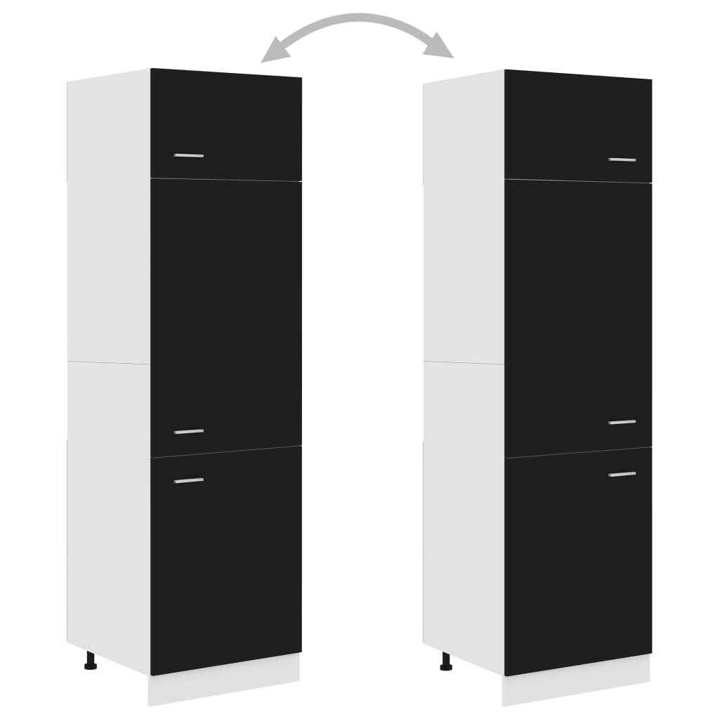 Kühlumbauschrank Lyon Schwarz 60x57x207 cm Holzwerkstoff