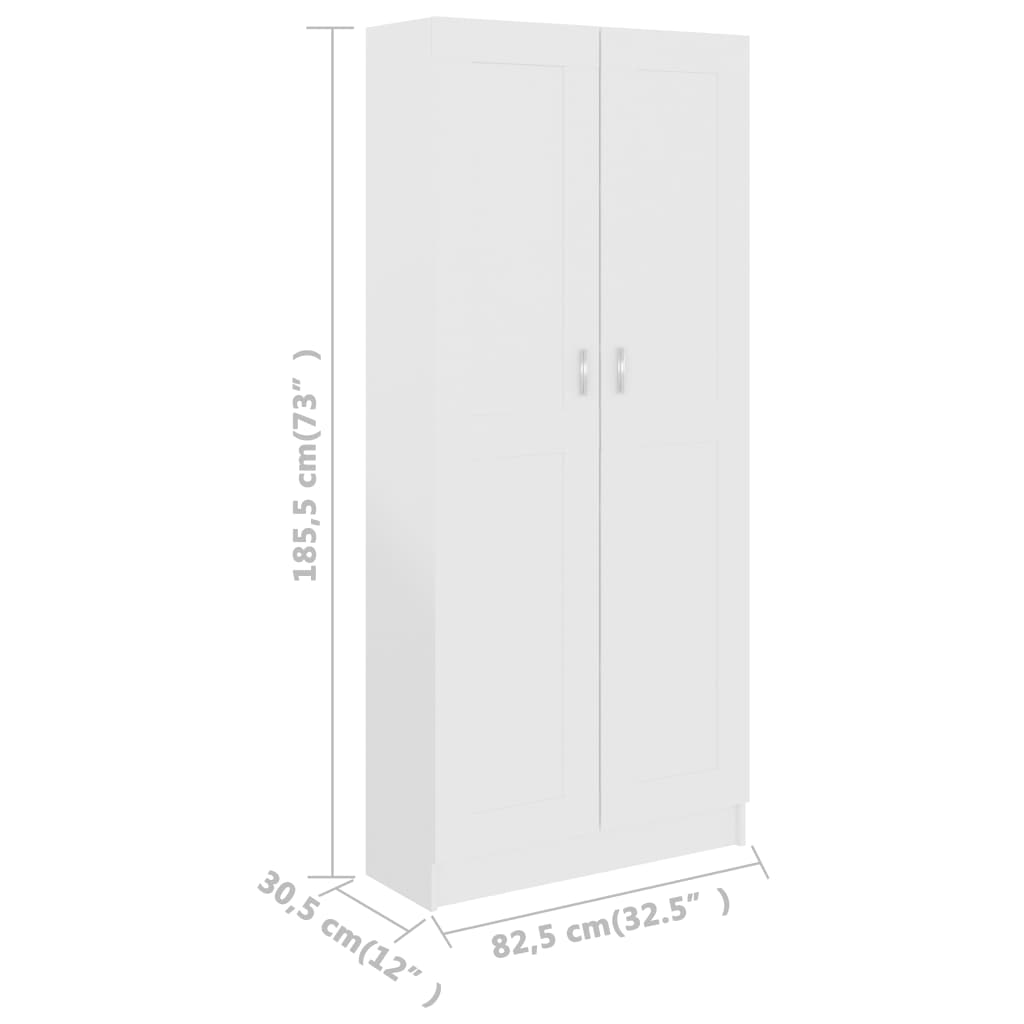 Bücherschrank Weiß 82,5x30,5x185,5 cm Holzwerkstoff