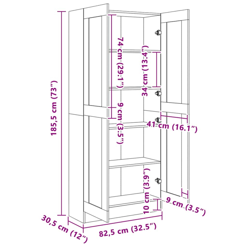 Bücherschrank Schwarz 82,5x30,5x185,5 cm Holzwerkstoff