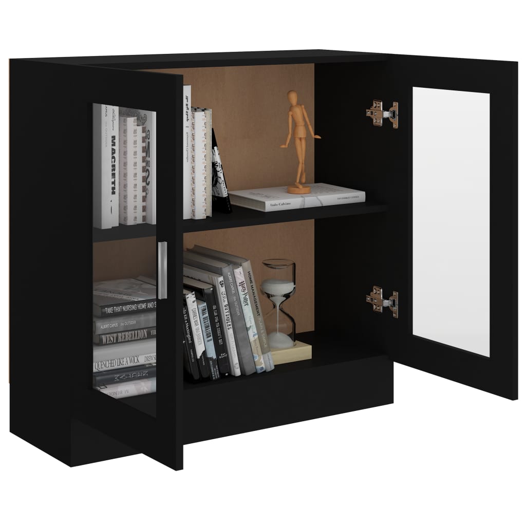 Vitrinenschrank Schwarz 82,5x30,5x80 cm Holzwerkstoff