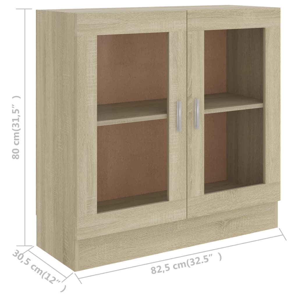 Vitrinenschrank Sonoma-Eiche 82,5x30,5x80 cm Holzwerkstoff