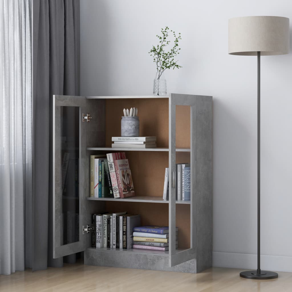 Vitrinenschrank Betongrau 82,5x30,5x115 cm Holzwerkstoff