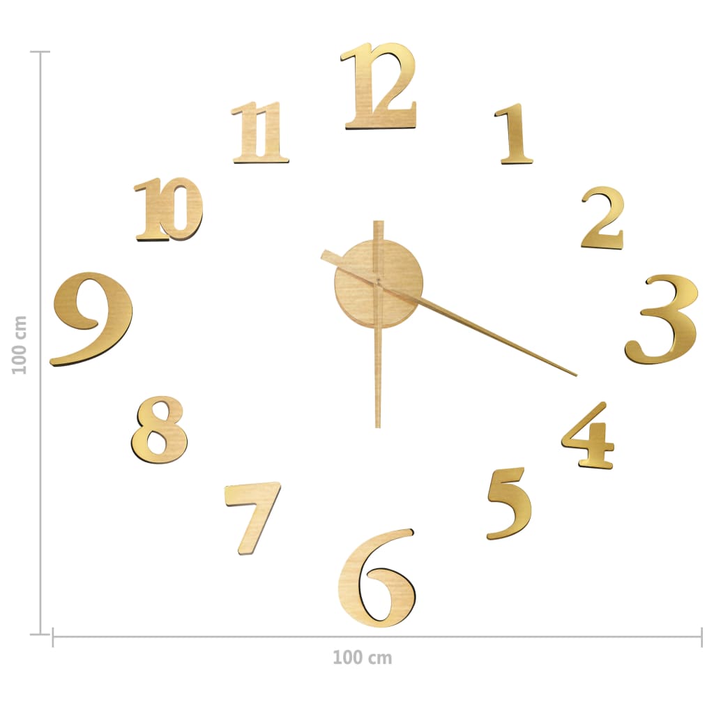 3D-Wanduhr Modernes Design Golden 100 cm XXL