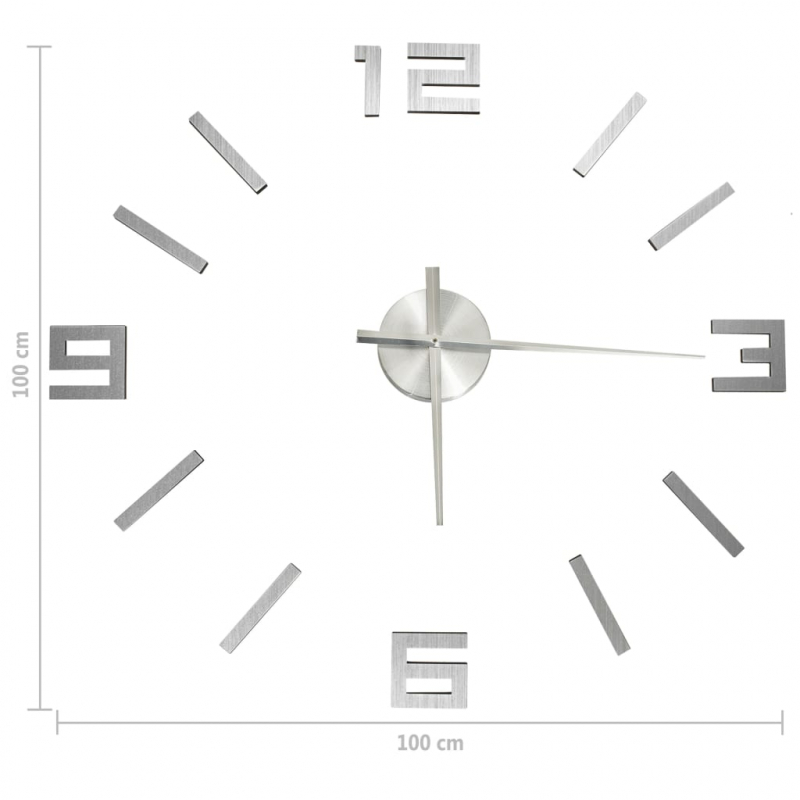 3D-Wanduhr Modernes Design Silbern 100 cm XXL