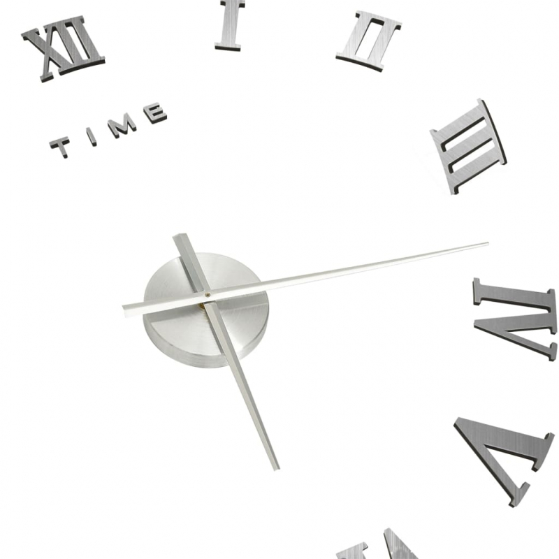 3D-Wanduhr Modernes Design Silbern 100 cm XXL