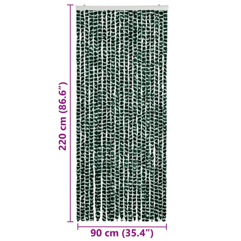 Insektenschutz-Vorhang Grün und Weiß 90x220 cm Chenille