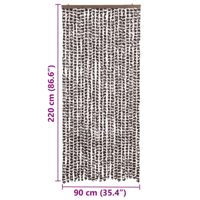 Insektenschutz-Vorhang Braun und Weiß 90x220 cm Chenille