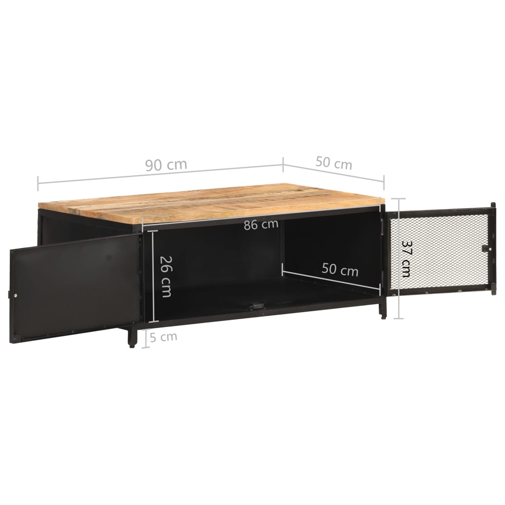 Couchtisch 90x50x37 cm Raues Mango-Massivholz