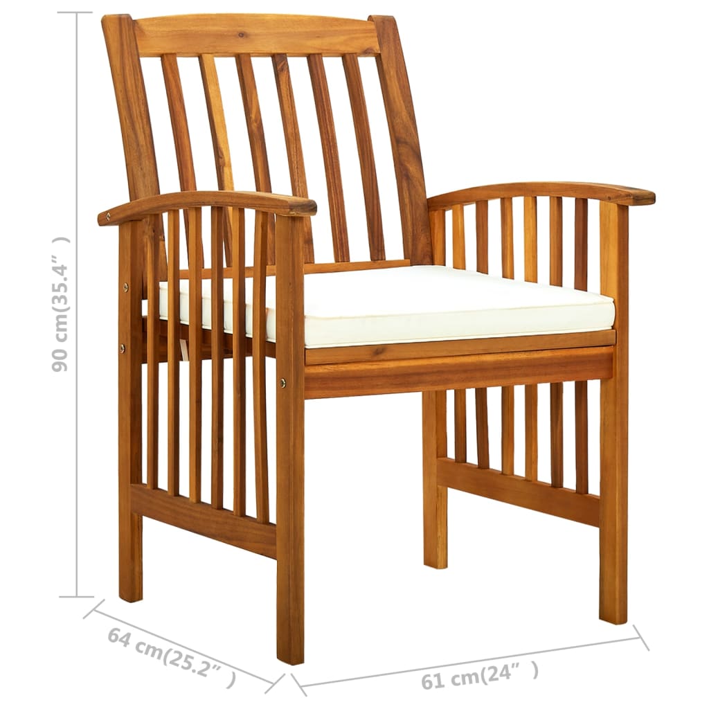 Garten-Essstühle 3 Stk. mit Kissen Massivholz Akazie