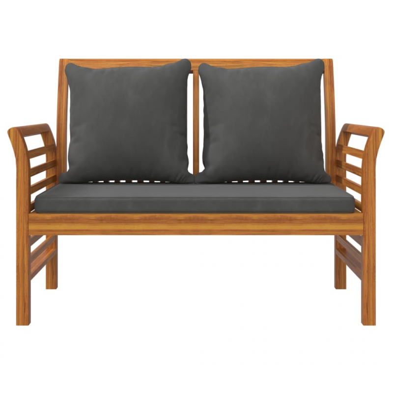 Sofabank mit Dunkelgrauen Kissen Massivholz Akazie